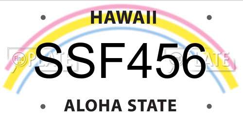 SSF456 Hawaii License Plate