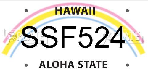 SSF524 Hawaii License Plate