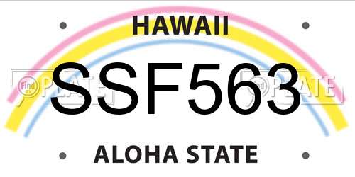 SSF563 Hawaii License Plate