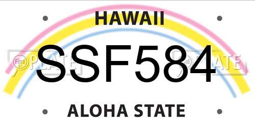 SSF584 Hawaii License Plate