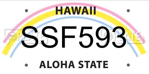SSF593 Hawaii License Plate