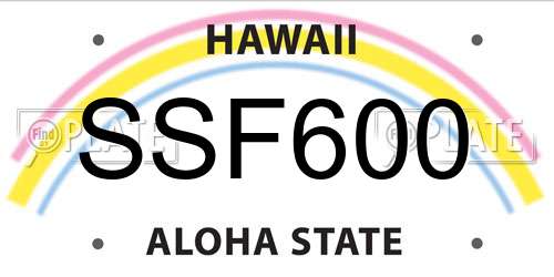 SSF600 Hawaii License Plate