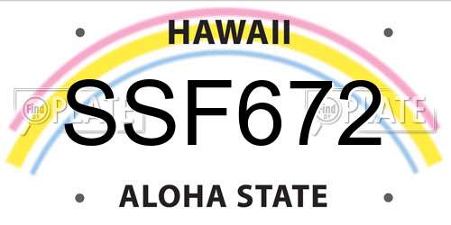 SSF672 Hawaii License Plate