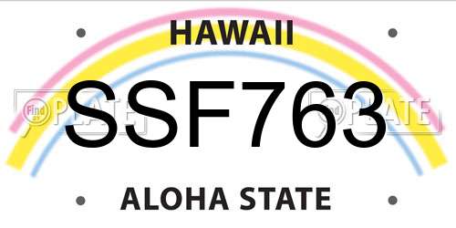 SSF763 Hawaii License Plate
