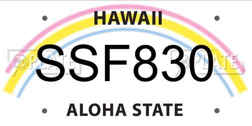 SSF830 Hawaii License Plate