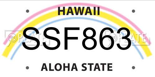 SSF863 Hawaii License Plate