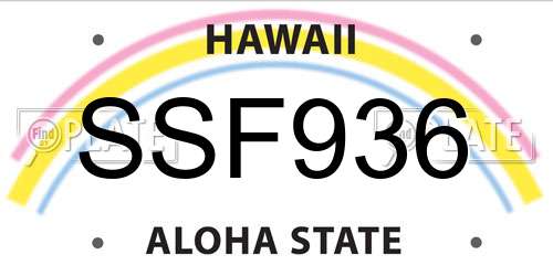 SSF936 Hawaii License Plate