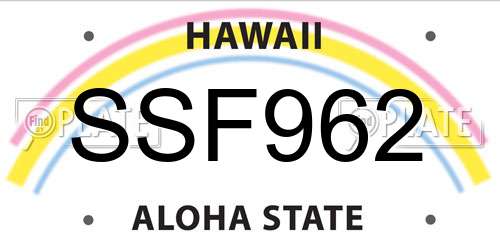 SSF962 Hawaii License Plate