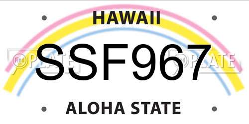 SSF967 Hawaii License Plate