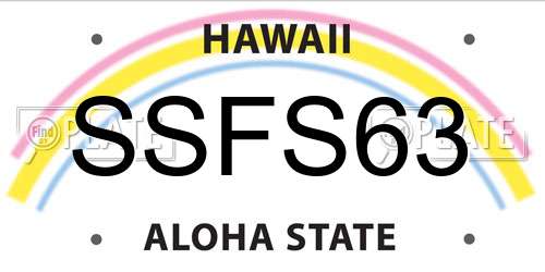 SSFS63 Hawaii License Plate