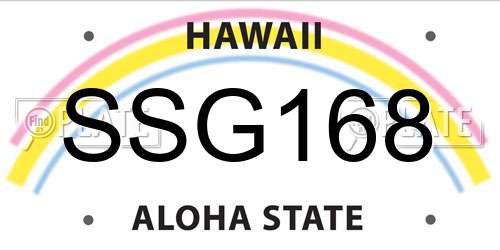 SSG168 Hawaii License Plate