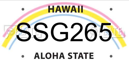 SSG265 Hawaii License Plate