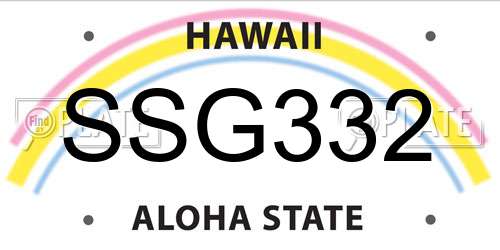 SSG332 Hawaii License Plate