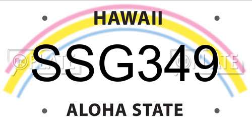 SSG349 Hawaii License Plate