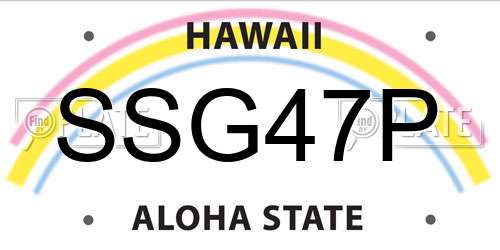 SSG47P Hawaii License Plate