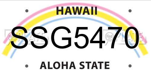 SSG5470 Hawaii License Plate