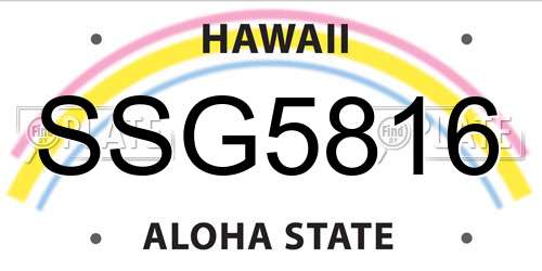 SSG5816 Hawaii License Plate