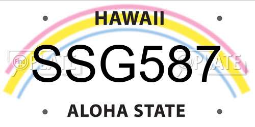 SSG587 Hawaii License Plate