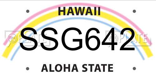 SSG642 Hawaii License Plate