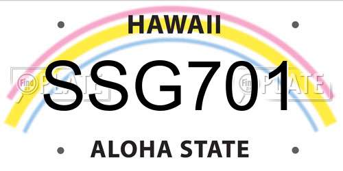 SSG701 Hawaii License Plate