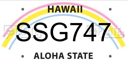SSG747 Hawaii License Plate