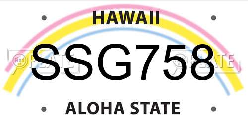 SSG758 Hawaii License Plate