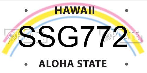 SSG772 Hawaii License Plate