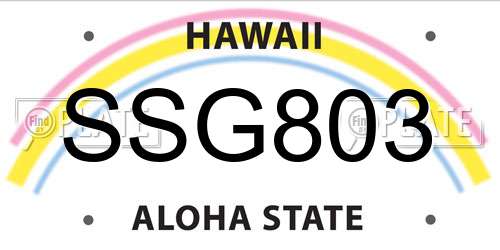 SSG803 Hawaii License Plate