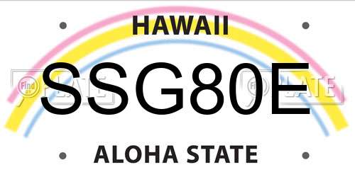 SSG80E Hawaii License Plate