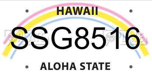SSG8516 Hawaii License Plate