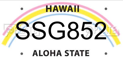 SSG852 Hawaii License Plate