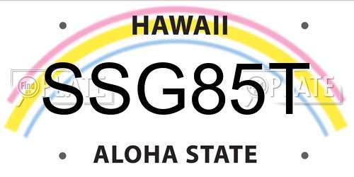 SSG85T Hawaii License Plate