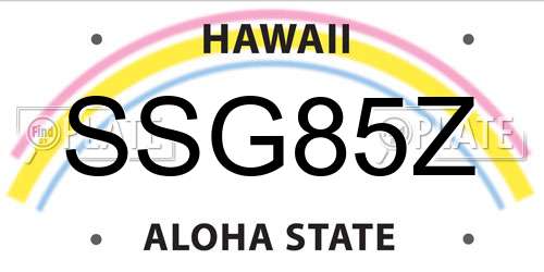 SSG85Z Hawaii License Plate