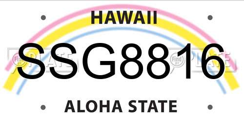 SSG8816 Hawaii License Plate