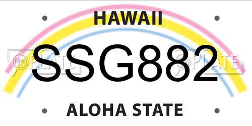 SSG882 Hawaii License Plate