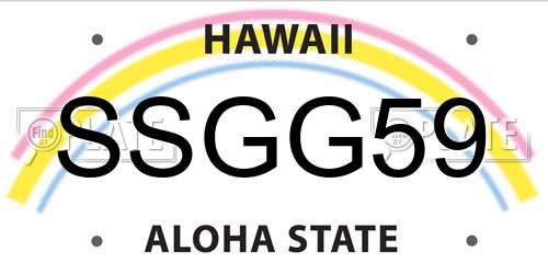 SSGG59 Hawaii License Plate