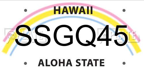 SSGQ45 Hawaii License Plate