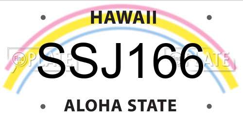 SSJ166 Hawaii License Plate