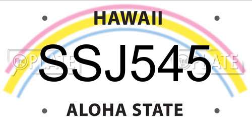 SSJ545 Hawaii License Plate