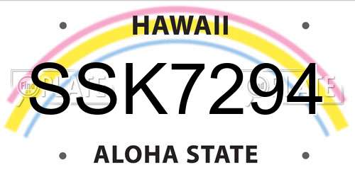 SSK7294 Hawaii License Plate