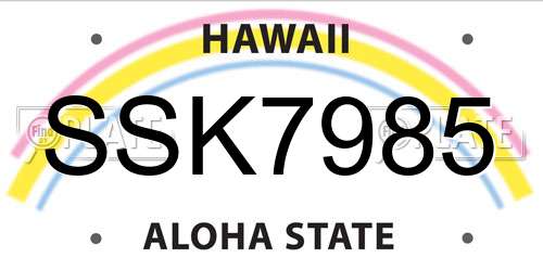 SSK7985 Hawaii License Plate