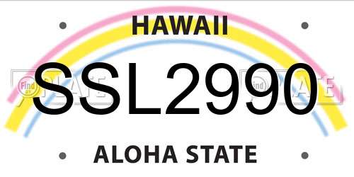 SSL2990 Hawaii License Plate