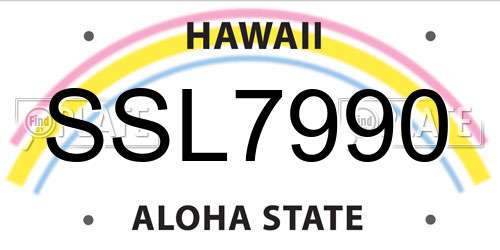 SSL7990 Hawaii License Plate