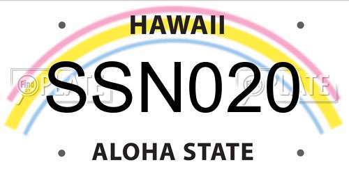 SSN020 Hawaii License Plate