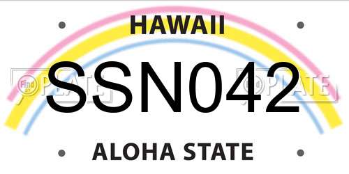 SSN042 Hawaii License Plate