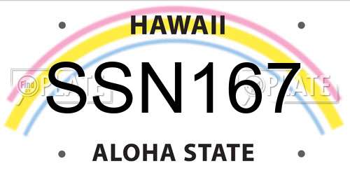 SSN167 Hawaii License Plate