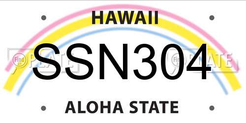SSN304 Hawaii License Plate
