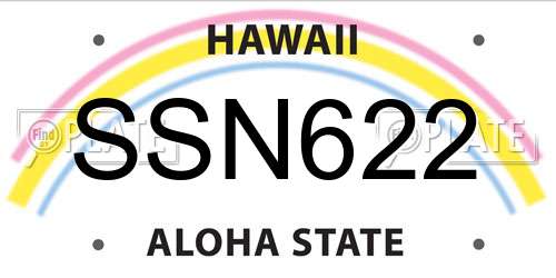 SSN622 Hawaii License Plate
