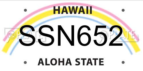 SSN652 Hawaii License Plate