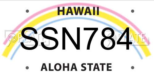 SSN784 Hawaii License Plate
